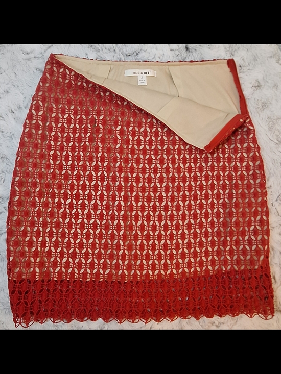 miami Dresses & Skirts - miami Red Lace Overlay Pencil Skirt